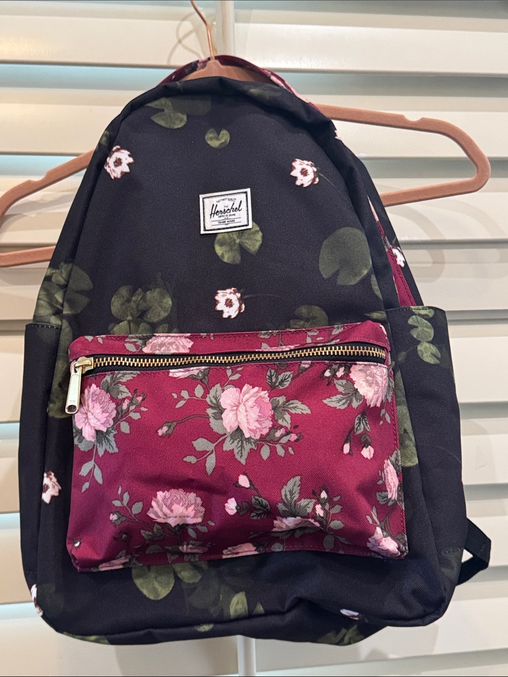 Herschel Supply Company Black & Burgundy Floral Backpack